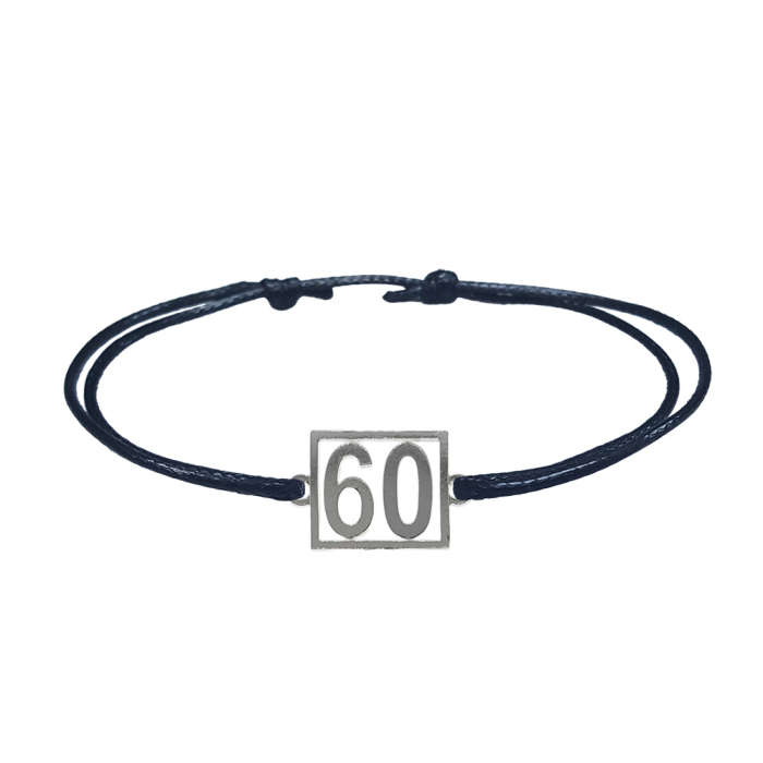 Bratara snur negru personalizata Cifra 60 argint numar norocos cifre aniversare 10256_0260 Dras [1]