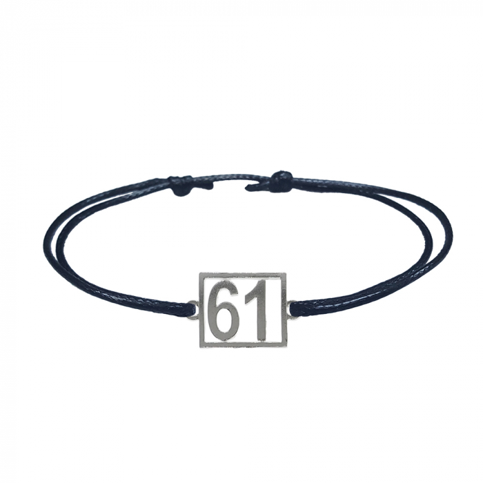Bratara snur negru personalizata Cifra 61 argint numar norocos cifre aniversare 10256_1260 Dras [1]