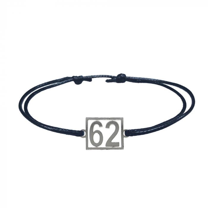 Bratara snur negru personalizata Cifra 62 argint numar norocos cifre aniversare 10256_2260 Dras [1]