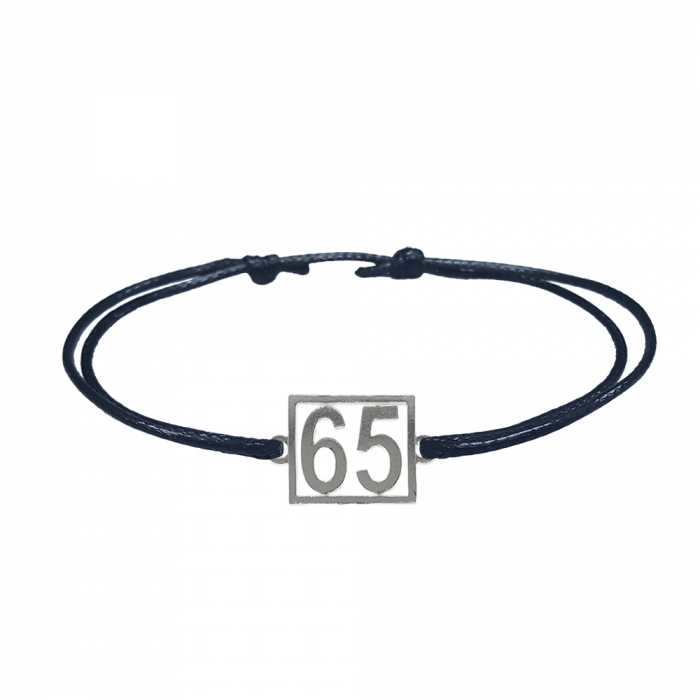 Bratara snur negru personalizata Cifra 65 argint numar norocos cifre aniversare 10256_5260 Dras [1]