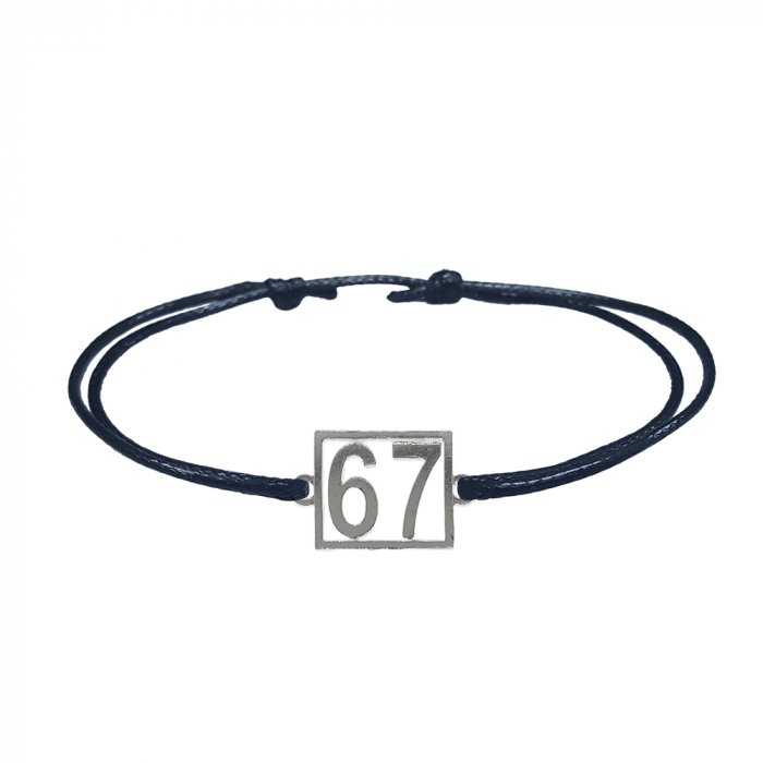 Bratara snur negru personalizata Cifra 67 argint numar norocos cifre aniversare 10256_7260 Dras [1]