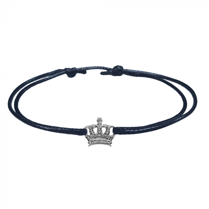 Bratara snur negru personalizata Coroana argint 9850100 Dras [1]
