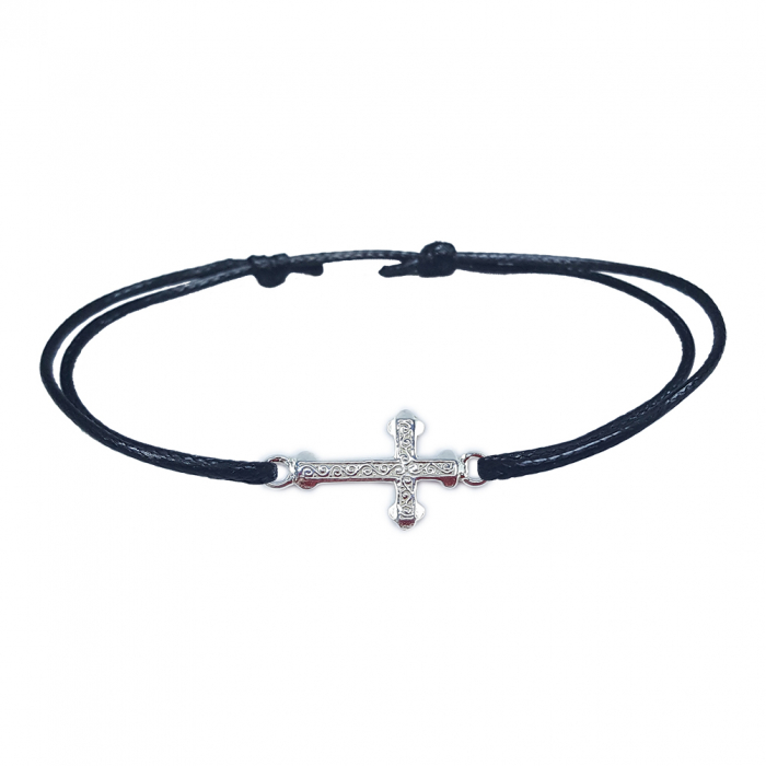 Bratara snur negru personalizata cruciulita argint 4183115 Dras [1]