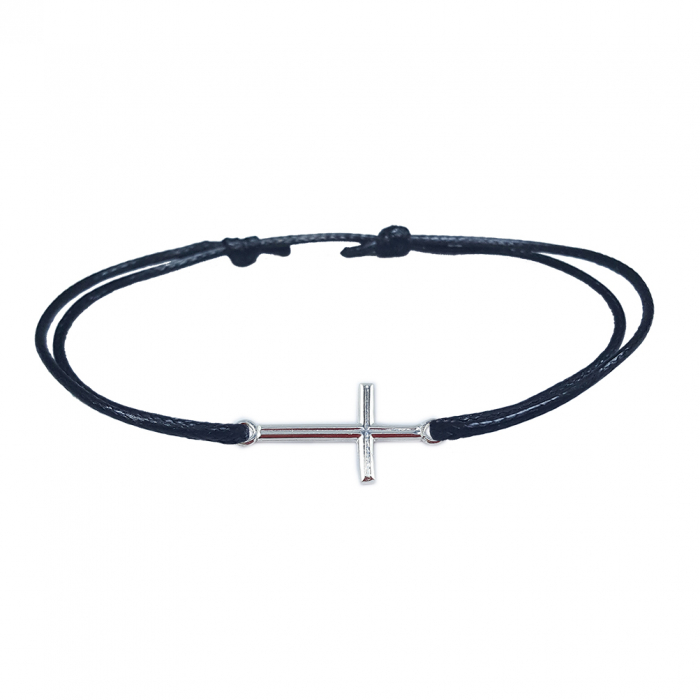 Bratara snur negru personalizata cruciulita argint 4204150 Dras [1]
