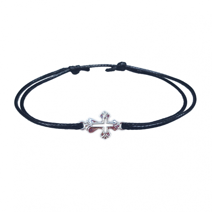 Bratara snur negru personalizata cruciulita argint 4488065 Dras [1]
