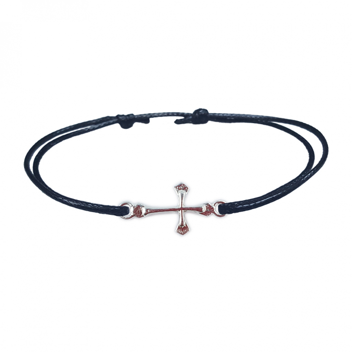 Bratara snur negru personalizata cruciulita argint 4502070 Dras [1]