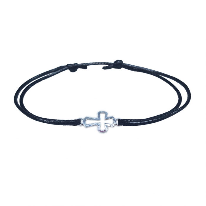 Bratara snur negru personalizata cruciulita argint 4521070 Dras [1]