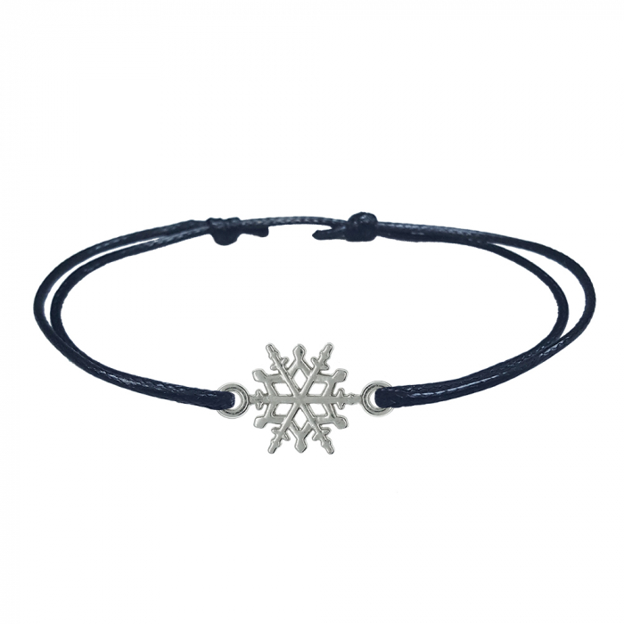 Bratara snur negru personalizata Fulg argint 10023150 Dras [1]