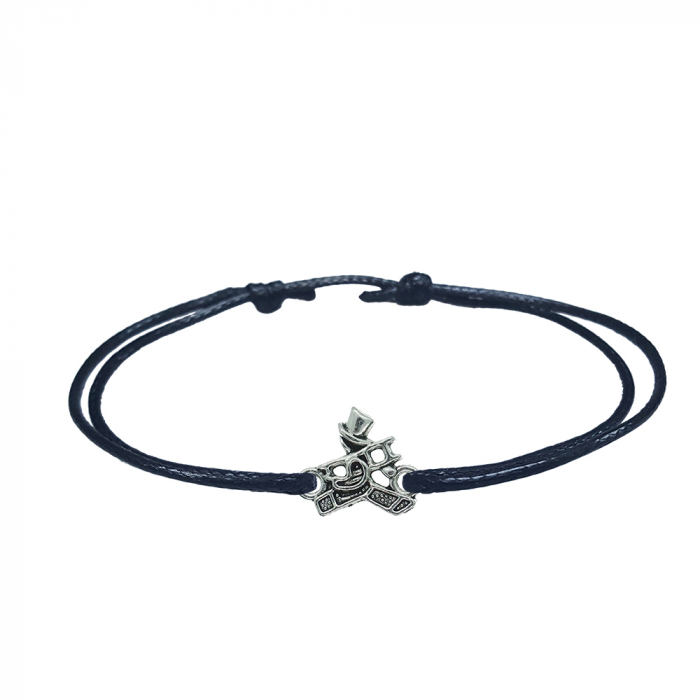 Bratara snur negru personalizata Hornar - cosar argint 10171140 Dras [1]