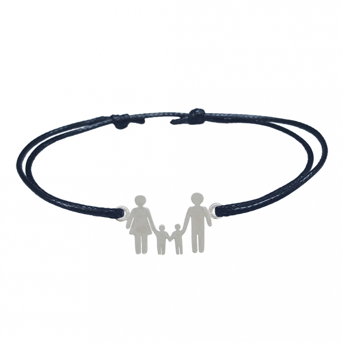 Bratara snur negru personalizata MAMA TATA SI COPIII argint 9412180 Dras [1]