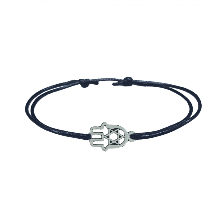 Bratara snur negru personalizata Mana Fatimei argint 10025100 Dras [1]