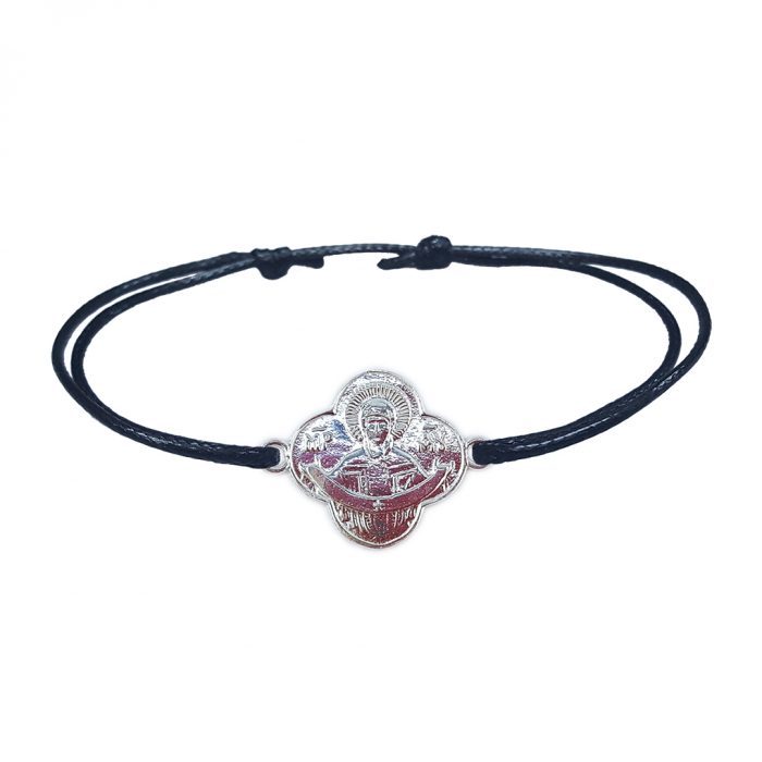 Bratara snur negru personalizata medalion Maica Domnului argint 4215160 Dras [1]