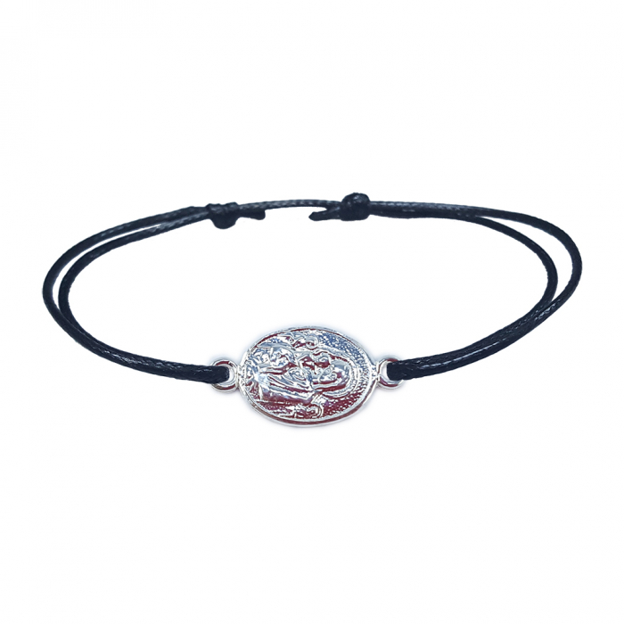 Bratara snur negru personalizata medalion Maica Domnului si pruncul Iisus argint 4372150 Dras [1]