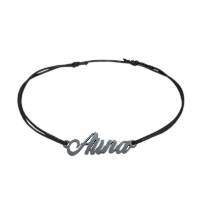 Bratara snur negru personalizata nume Alina argint 9417100 Dras [1]