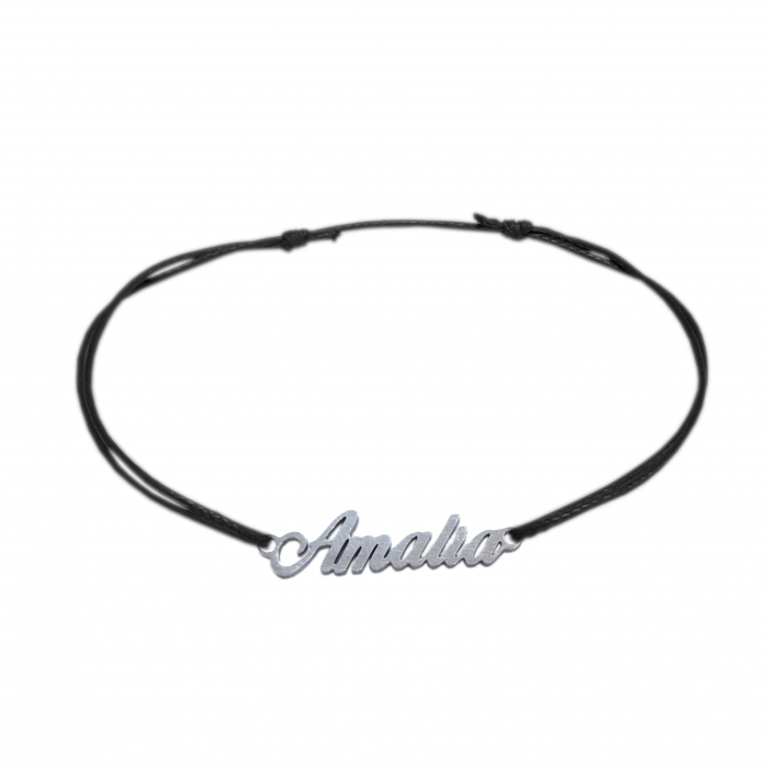 Bratara snur negru personalizata nume Amalia argint 9438100 Dras [1]