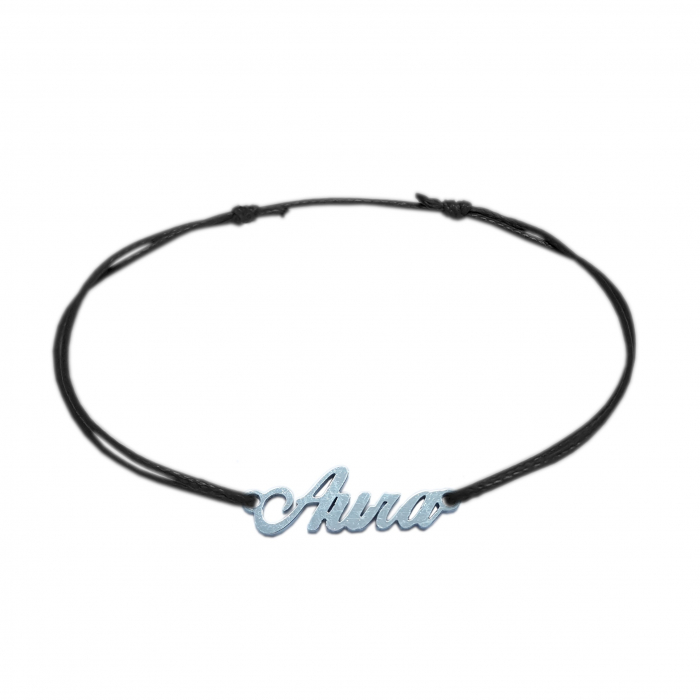 Bratara snur negru personalizata nume Aura argint 9418100 Dras [1]
