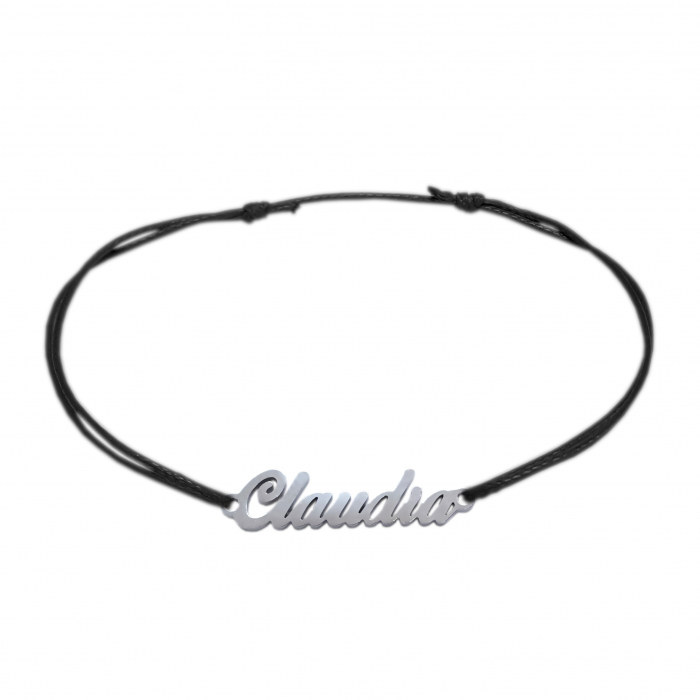 Bratara snur negru personalizata nume Claudia argint 9437100 Dras [1]