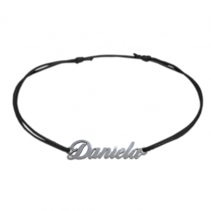 Bratara snur negru personalizata nume Daniela argint 9449100 Dras [1]
