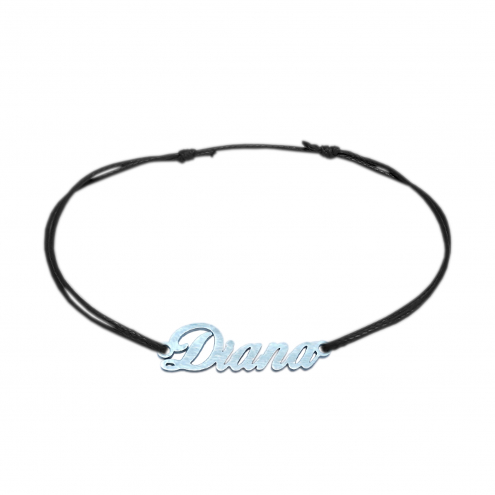 Bratara snur negru personalizata nume Diana argint 9419100 Dras [1]