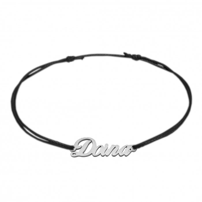 Bratara snur negru personalizata nume Doina argint 9456100 Dras [1]