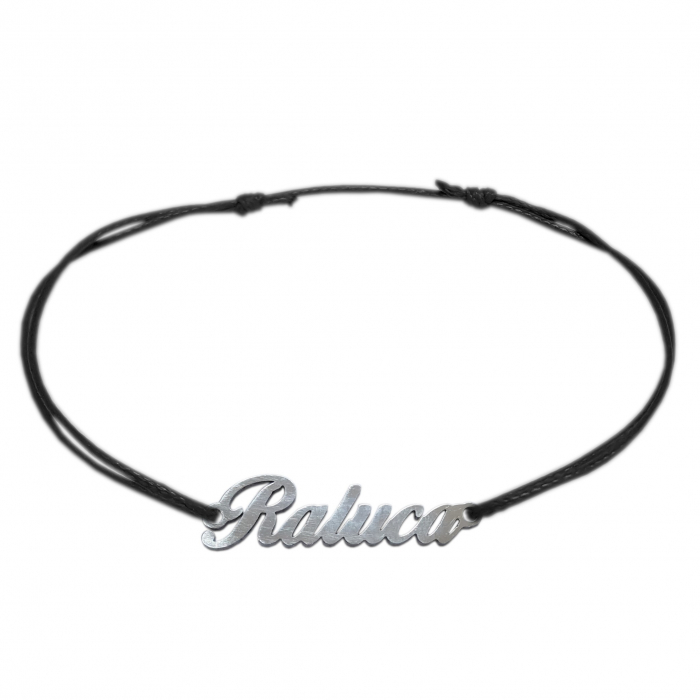 Bratara snur negru personalizata nume Raluca argint 9441100 Dras [1]