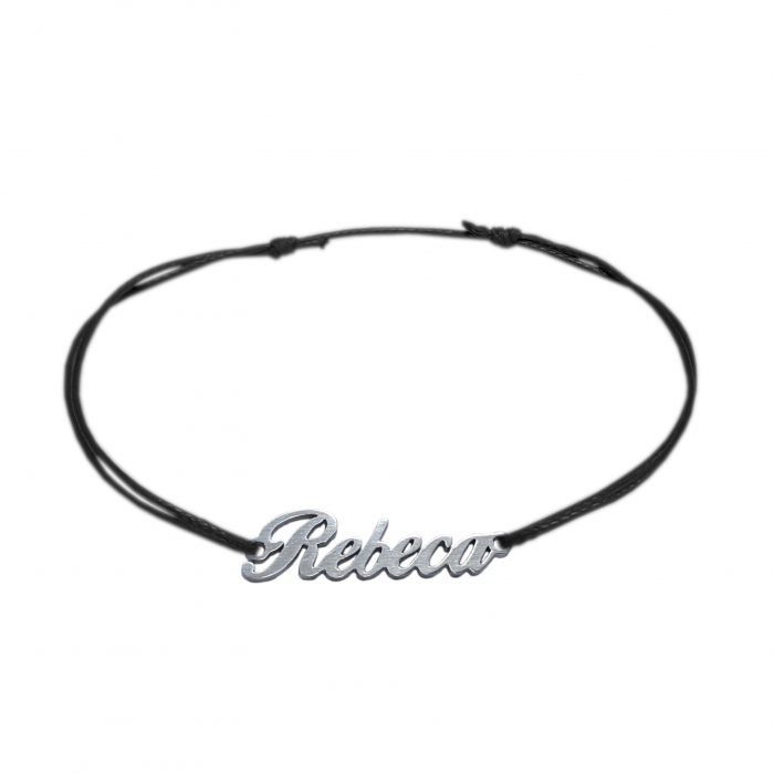 Bratara snur negru personalizata nume Rebeca argint 9459100 Dras [1]