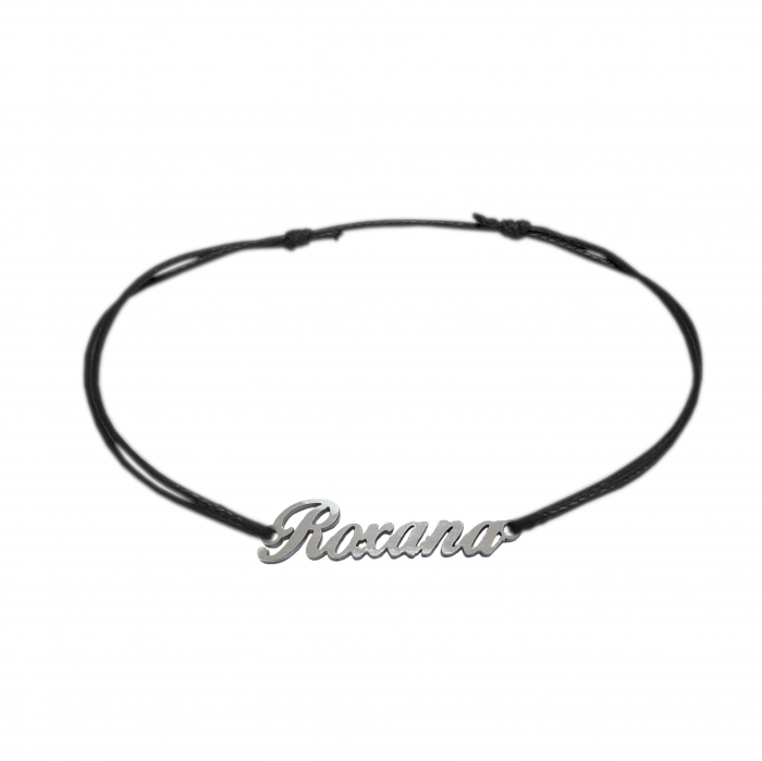 Bratara snur negru personalizata nume Roxana argint 9464100 Dras [1]
