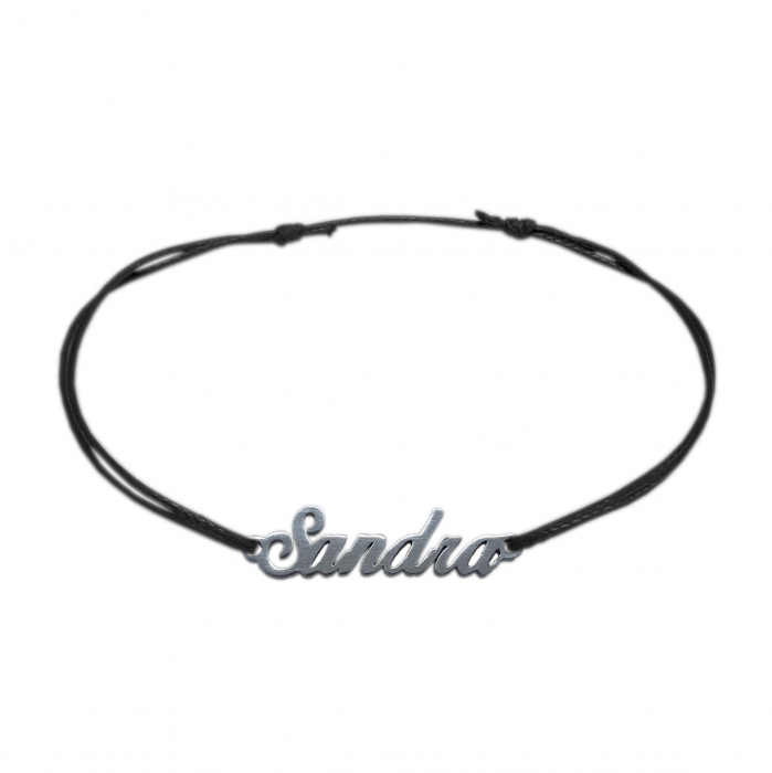 Bratara snur negru personalizata nume Sandra argint 9425100 Dras [1]