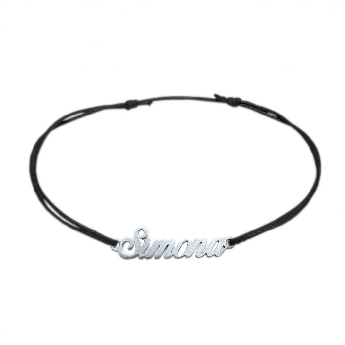 Bratara snur negru personalizata nume Simona argint 9406100 Dras [1]