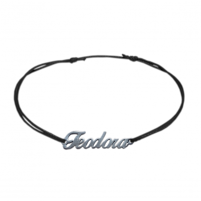 Bratara snur negru personalizata nume Teodora argint 9422100 Dras [1]
