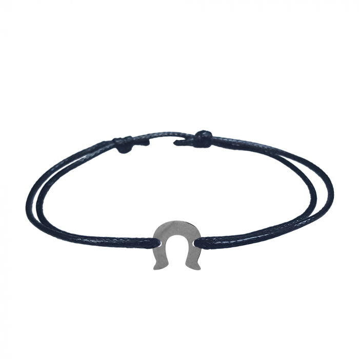 Bratara snur negru personalizata Potcoava argint 10163100 Dras [1]