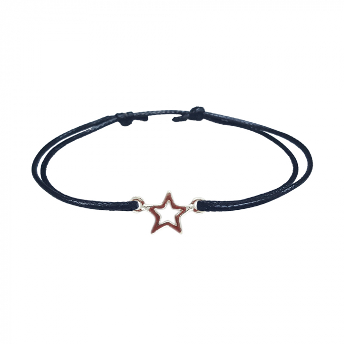 Bratara snur negru personalizata steluta argint 9260100 Dras [1]