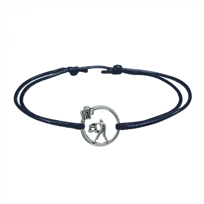 Bratara snur negru personalizata zodie Balanta argint zodiac european 10150240 Dras [1]