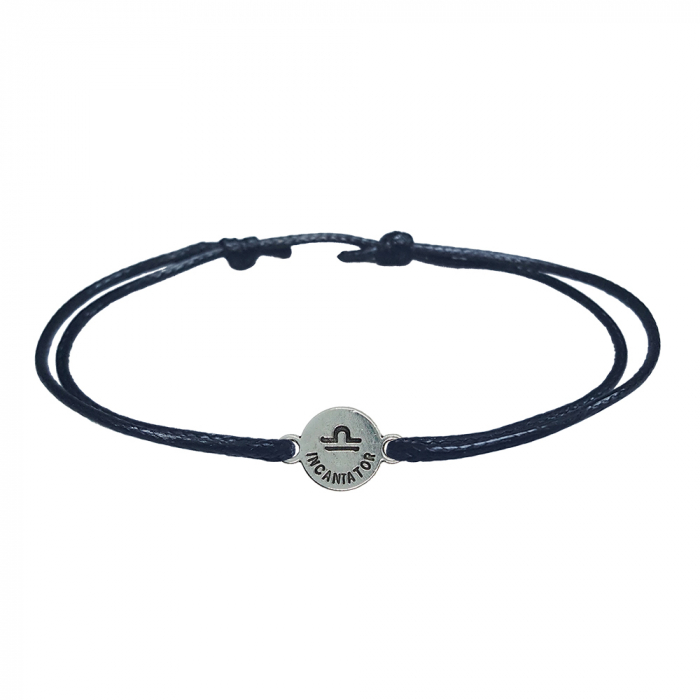 Bratara snur negru personalizata zodie Balanta argint zodiac european 9791100 Dras [2]