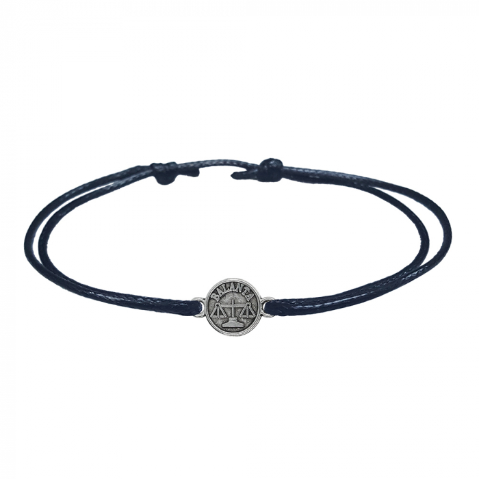Bratara snur negru personalizata zodie Balanta argint zodiac european 9791100 Dras [1]
