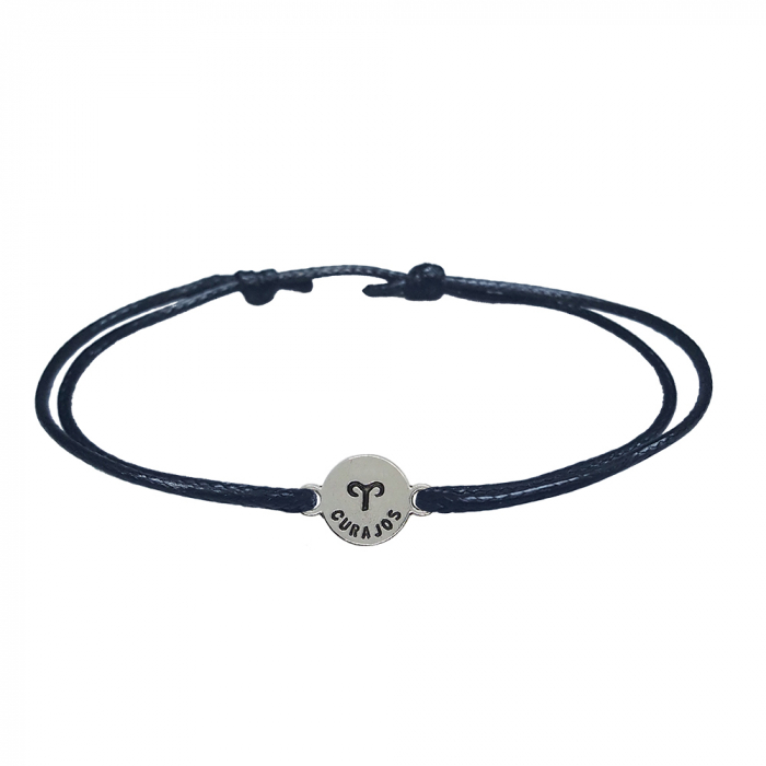 Bratara snur negru personalizata zodie Berbec argint zodiac european 9785100 Dras [2]