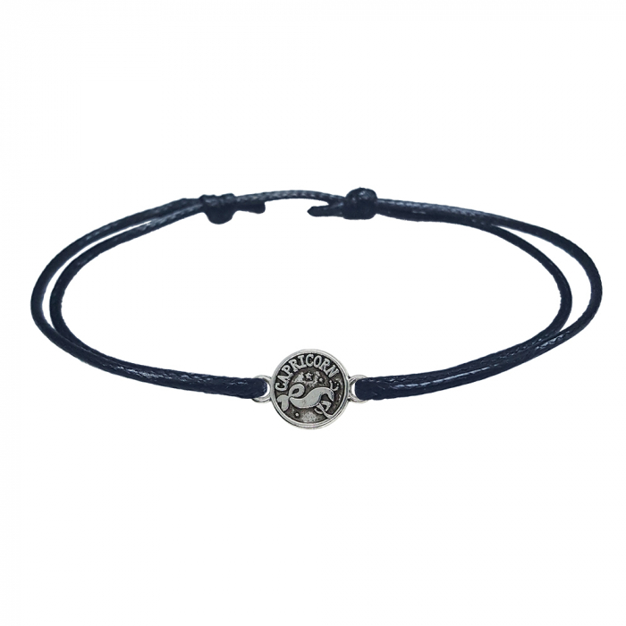 Bratara snur negru personalizata zodie Capricorn argint zodiac european 9782100 Dras [1]