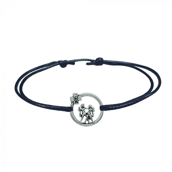 Bratara snur negru personalizata zodie Gemeni argint zodiac european 10146240 Dras [1]