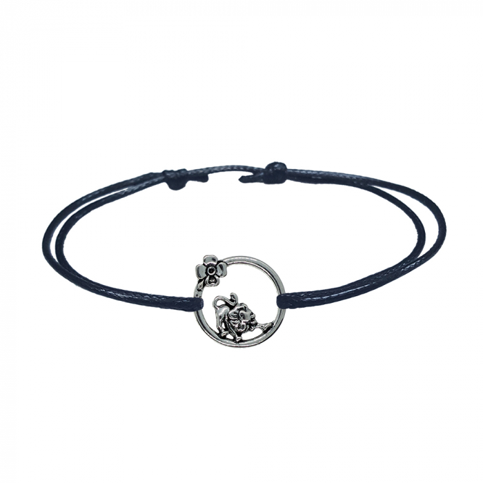 Bratara snur negru personalizata zodie Leu argint zodiac european 10148240 Dras [1]