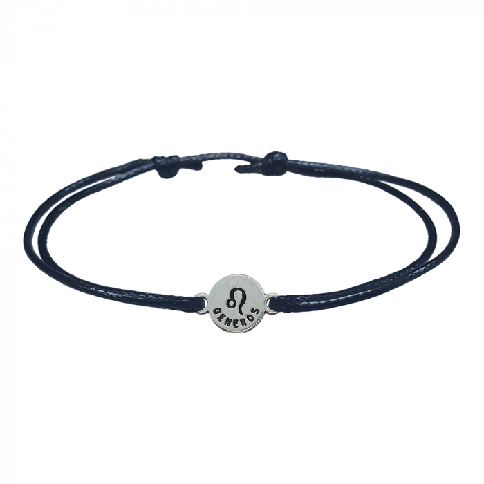Bratara snur negru personalizata zodie Leu argint zodiac european 9789100 Dras [2]