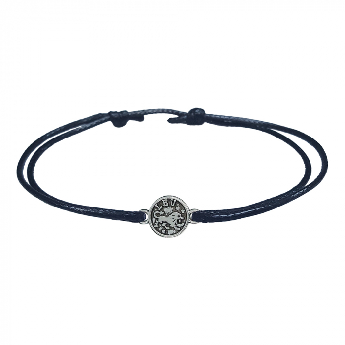 Bratara snur negru personalizata zodie Leu argint zodiac european 9789100 Dras [1]