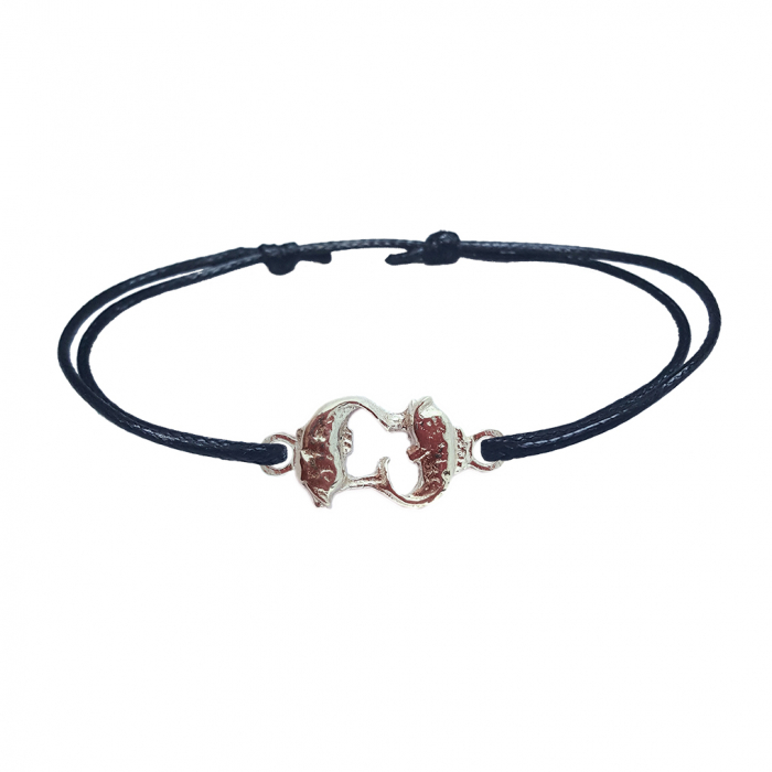Bratara snur negru personalizata zodie Pesti zodiac european argint 9245120 Dras [1]