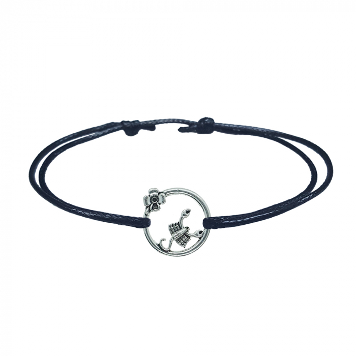 Bratara snur negru personalizata zodie Scorpion argint zodiac european 10151240 Dras [1]