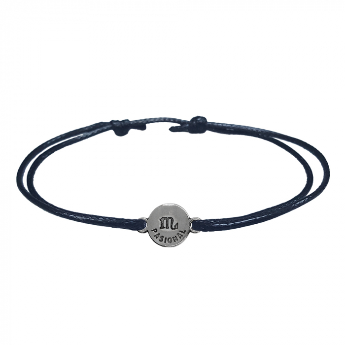Bratara snur negru personalizata zodie Scorpion argint zodiac european 9792100 Dras [2]