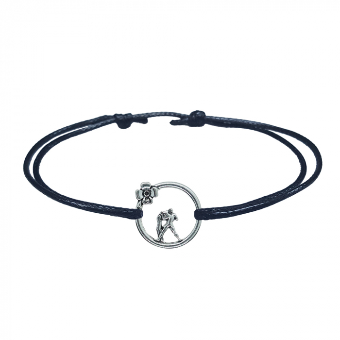 Bratara snur negru personalizata zodie Varsator argint zodiac european 10154240 Dras [1]