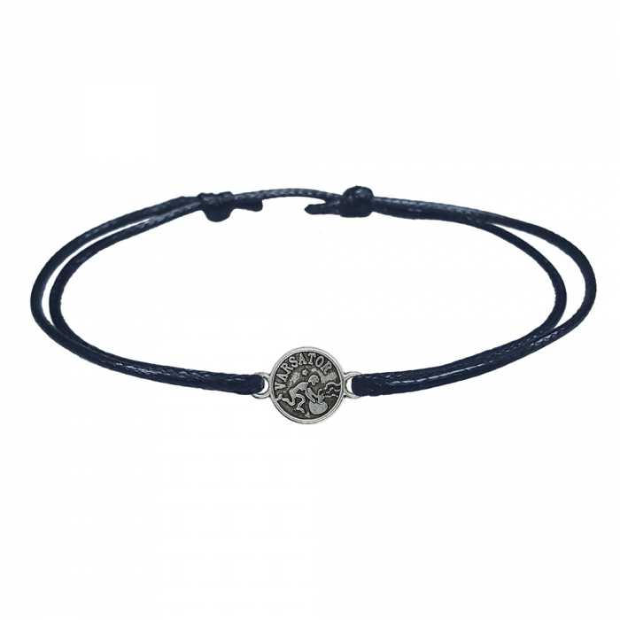 Bratara snur negru personalizata zodie Varsator argint zodiac european 9783100 Dras [1]