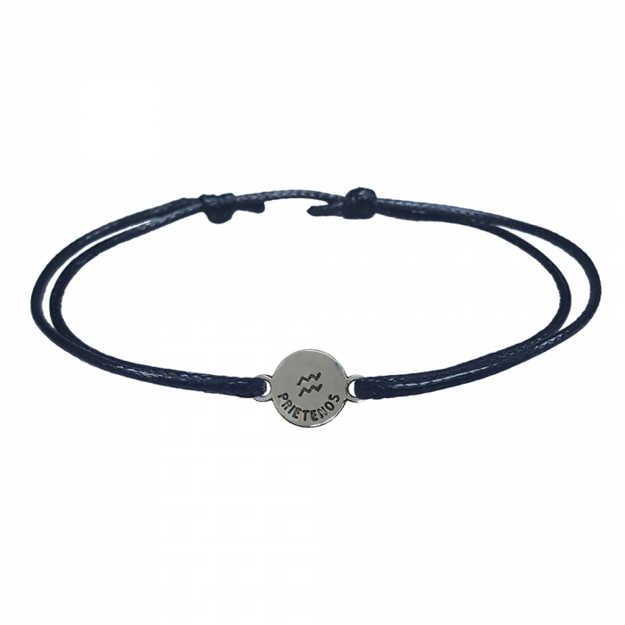 Bratara snur negru personalizata zodie Varsator argint zodiac european 9783100 Dras [2]