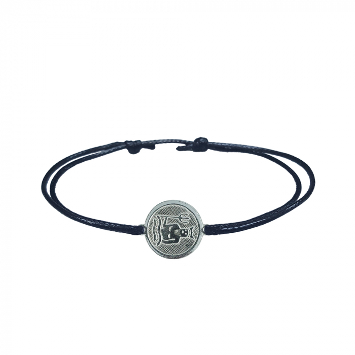 Bratara snur negru personalizata zodie Varsator zodiac european argint 4201200 Dras [1]