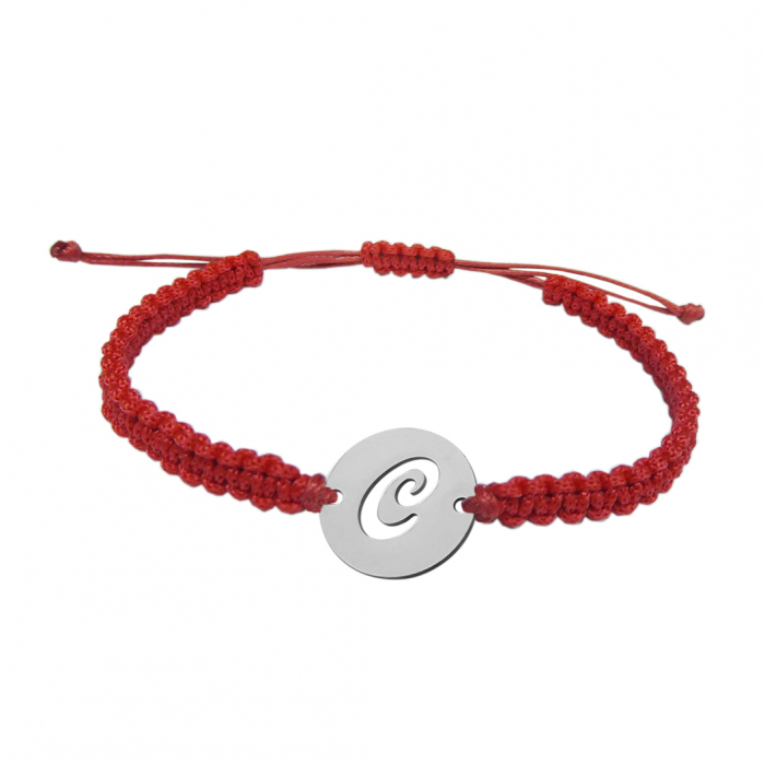 Martisor Bratara snur rosu impletit manual personalizata banut decupat argint Litera C 9474140 Dras [1]