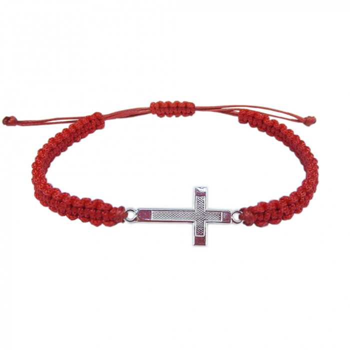 Bratara snur rosu impletit manual personalizata cruciulita argint 4108190 Dras [1]
